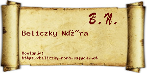 Beliczky Nóra névjegykártya