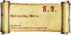 Beliczky Nóra névjegykártya